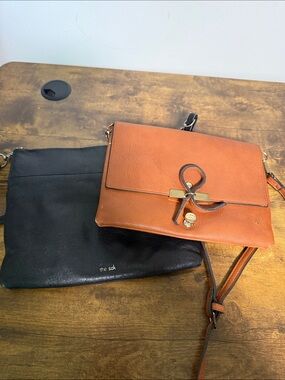 The Sak Black & Brown Leather Crossbody Set